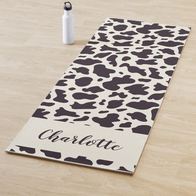 Personalized Modern Cow Print Yoga Mat (In Situ)