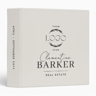 Personalized modern cream script your logo 3 ring binder