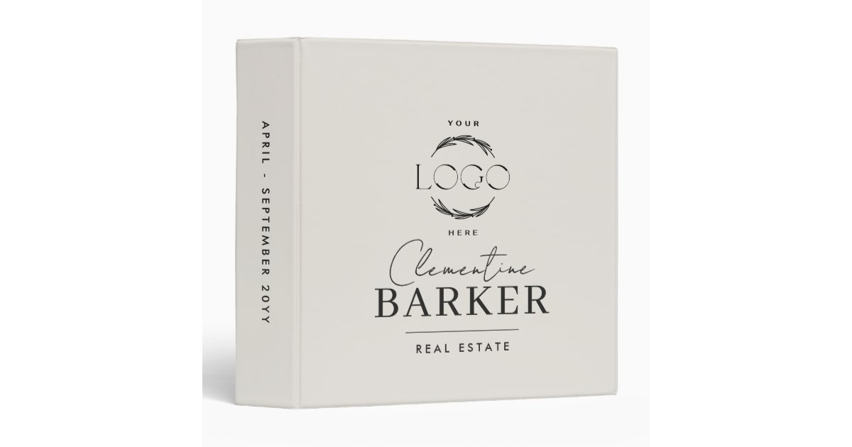 Personalized modern cream script your logo 3 ring binder | Zazzle