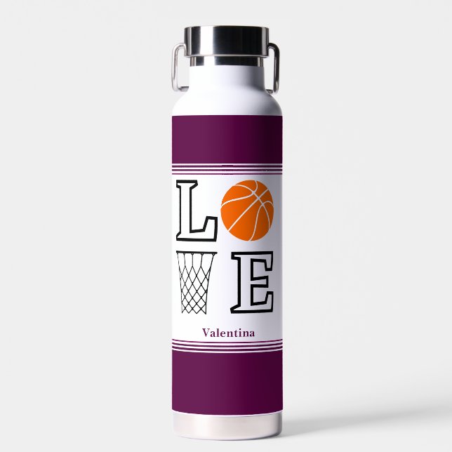 Personalized Modern Custom Basketball Players Water Bottle (Front)
