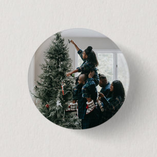 Personalized Modern Custom Christmas Family Photo Button
