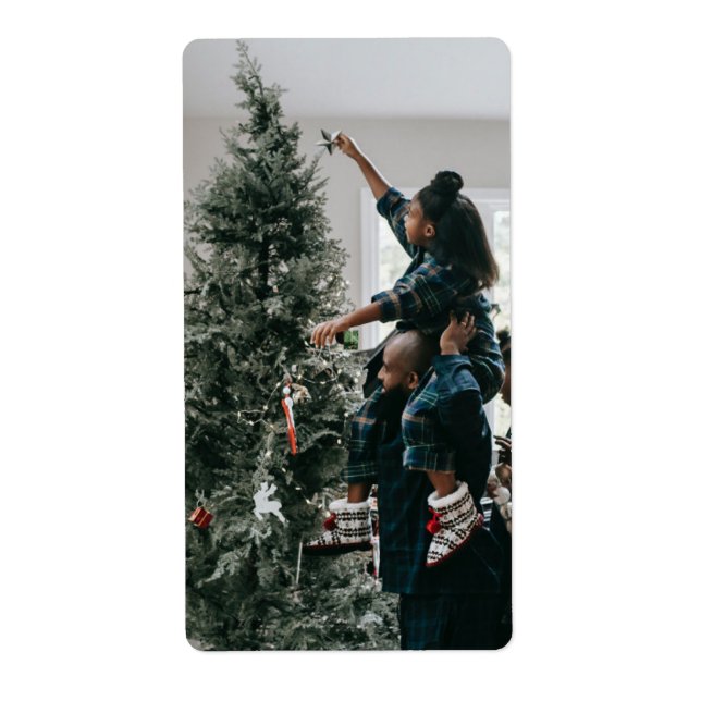 Personalized Modern Custom Christmas Family Photo Label (Front)