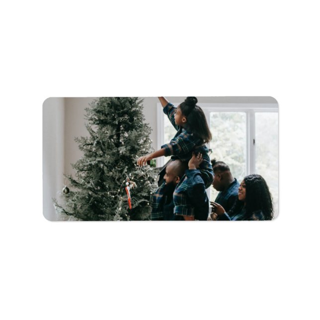 Personalized Modern Custom Christmas Family Photo  Label (Front)