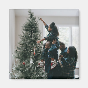 Personalized Modern Custom Christmas Family Photo Magnet