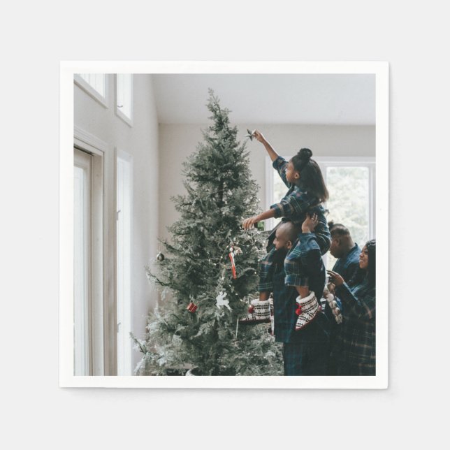Personalized Modern Custom Christmas Family Photo  Napkins (Front)