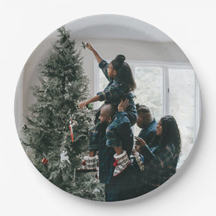 Personalized Modern Custom Christmas Family Photo  Paper Plates