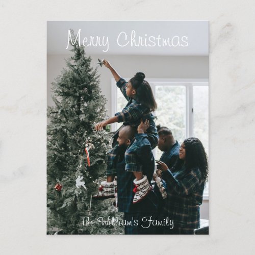 Personalized Modern Custom Christmas Family Photo  Postcard