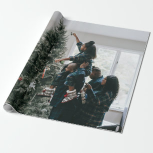 Personalized Modern Custom Christmas Family Photo  Wrapping Paper