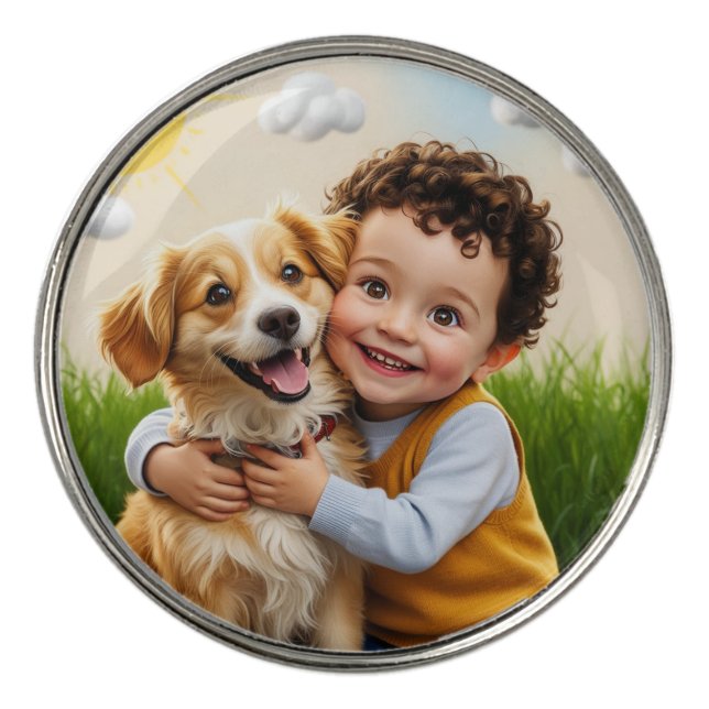 Personalized Modern Custom Photo kids Golf Ball Marker (Front)