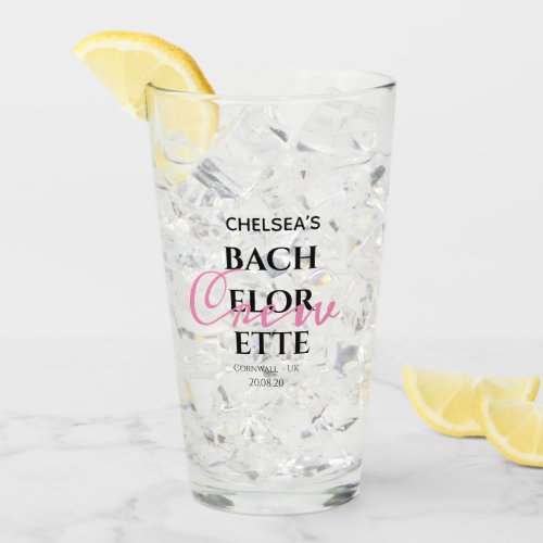 Personalized Modern Cute Bachelorette Party  Glass