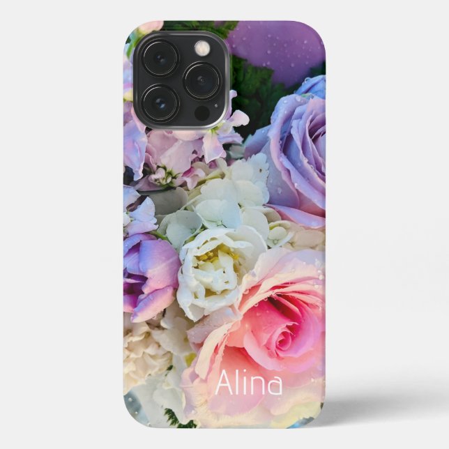 Personalized Modern , Cute Rose iPhone iPhone 13 P Case (Back)