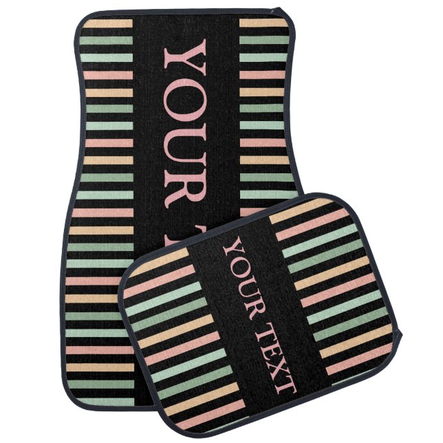 Personalized Modern Cute Stripes Pattern          Car Floor Mat (Set)