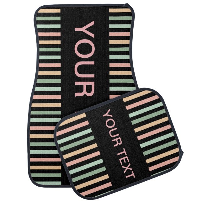 Personalized Modern Cute Stripes Pattern          Car Floor Mat (Set)