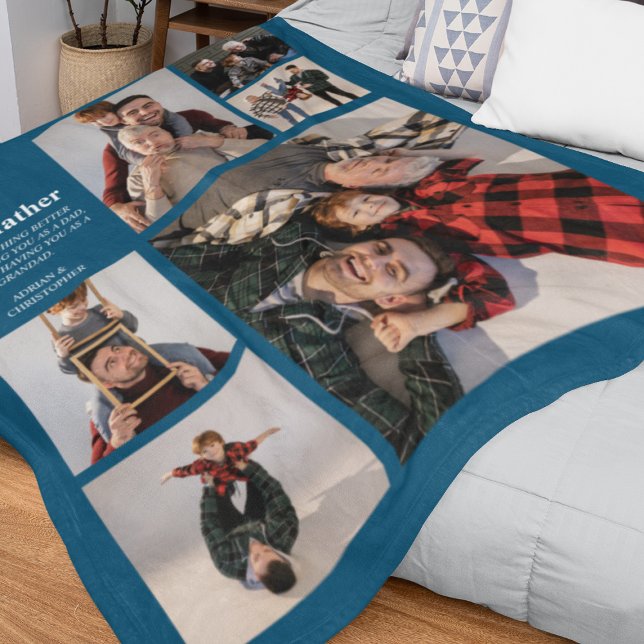 Personalized Modern Dad | 6 Photo Fleece Blanket (Creator Uploaded)