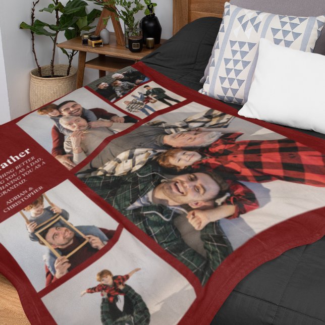 Personalized Modern Dad | 6 Photo Fleece Blanket (Creator Uploaded)