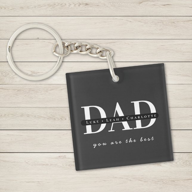 Personalized Modern DAD Black  Keychain (Creator Uploaded)