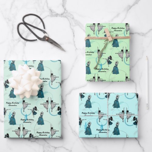 Personalized Modern Dancers Gift Wrap Set