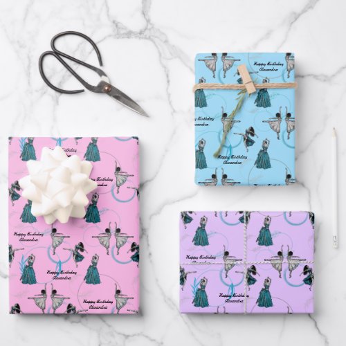 Personalized Modern Dancers Gift Wrap Set