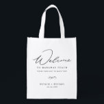 Personalized Modern Destination Weddings Welcome Grocery Bag<br><div class="desc">Looking for the perfect welcome bag for your destination wedding guests? Look no further than this personalized modern grocery bag! With a sleek and stylish design, this bag is perfect for filling with all of the essentials your guests will need for their stay. Plus, it's customizable with your own personal...</div>