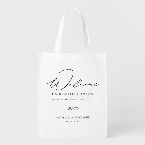 Personalized Modern Destination Weddings Welcome Grocery Bag