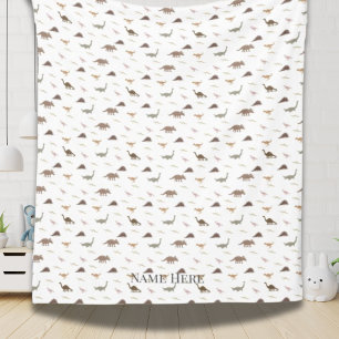 Personalized Modern Dinosaur Fleece Blanket