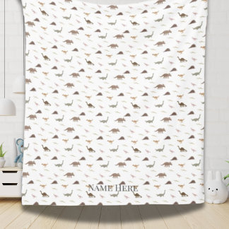 Personalized Modern Dinosaur Fleece Blanket 