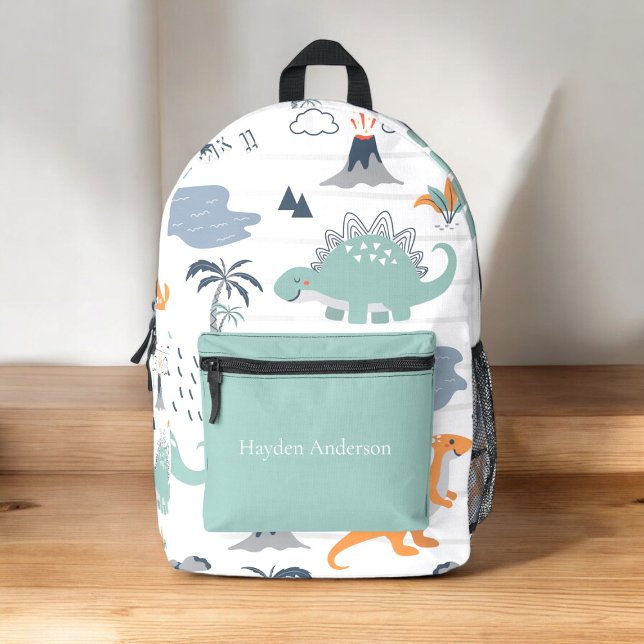 Personalized modern dinosaur trendy kids   printed backpack (cute fun personalized dinosaur school backpack )
