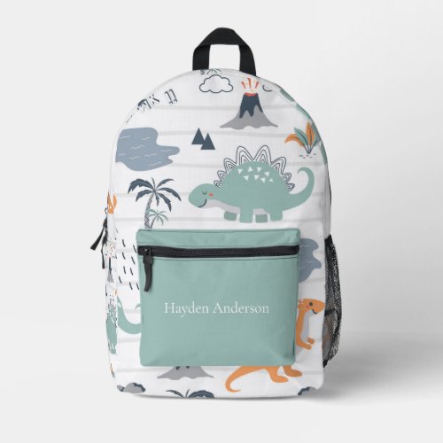 Personalized modern dinosaur trendy kids   printed backpack