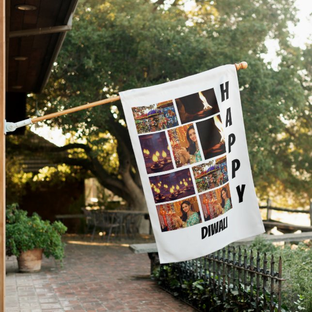 Personalized Modern Diwali 9  Photo Collage House Flag (In SItu)