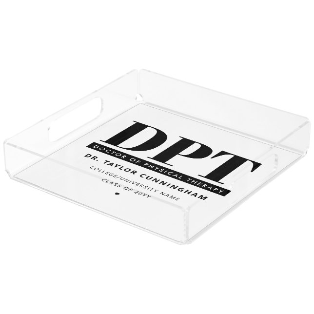 Personalized Modern DPT Doctor of Physical Therapy Acrylic Tray (Angled)