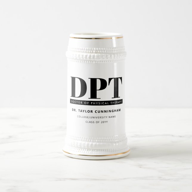Personalized Modern DPT Doctor of Physical Therapy Beer Stein (Center)