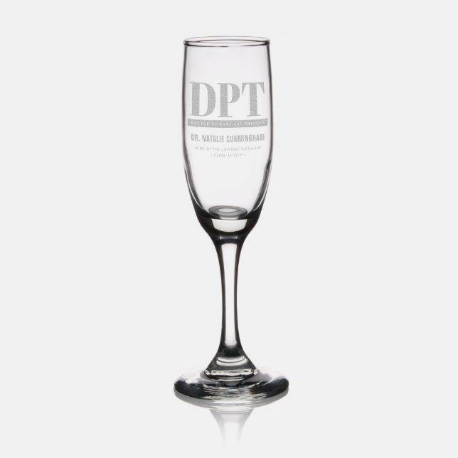 Personalized Modern DPT Doctor of Physical Therapy Champagne Flute (Glassware)