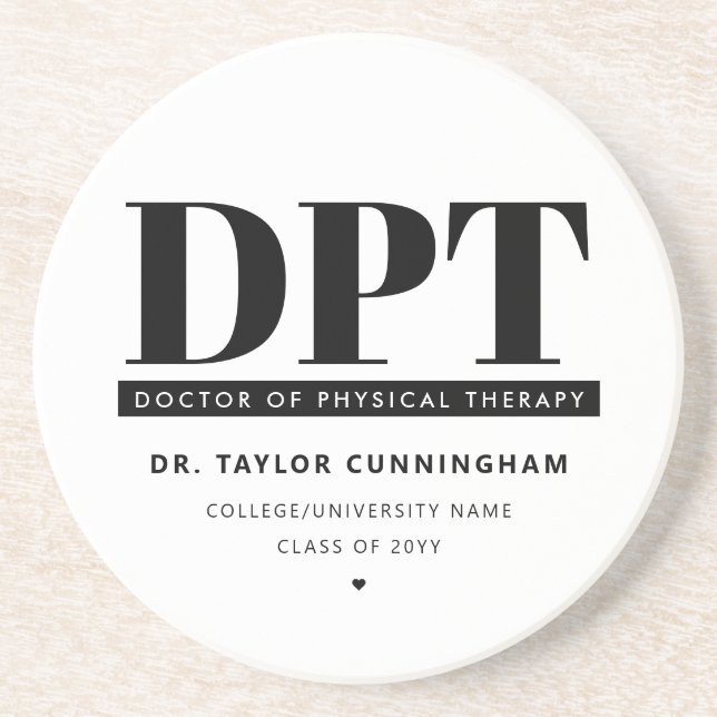 Personalized Modern DPT Doctor of Physical Therapy Coaster (Front)