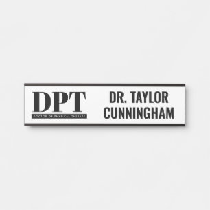 Personalized Modern DPT Doctor of Physical Therapy Door Sign