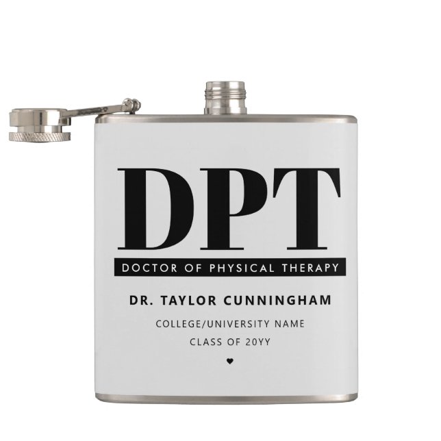 Personalized Modern DPT Doctor of Physical Therapy Flask (Opened)