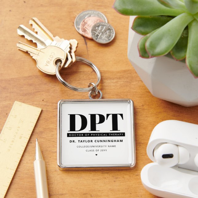 Personalized Modern DPT Doctor of Physical Therapy Keychain (Desk)