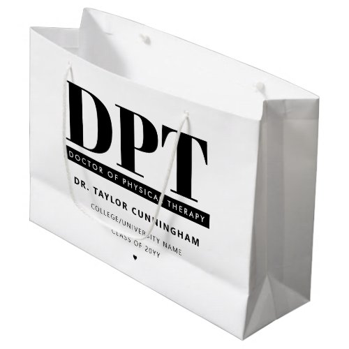 Personalized Modern DPT Doctor of Physical Therapy Large Gift Bag
