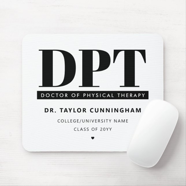 Personalized Modern DPT Doctor of Physical Therapy Mouse Pad (With Mouse)