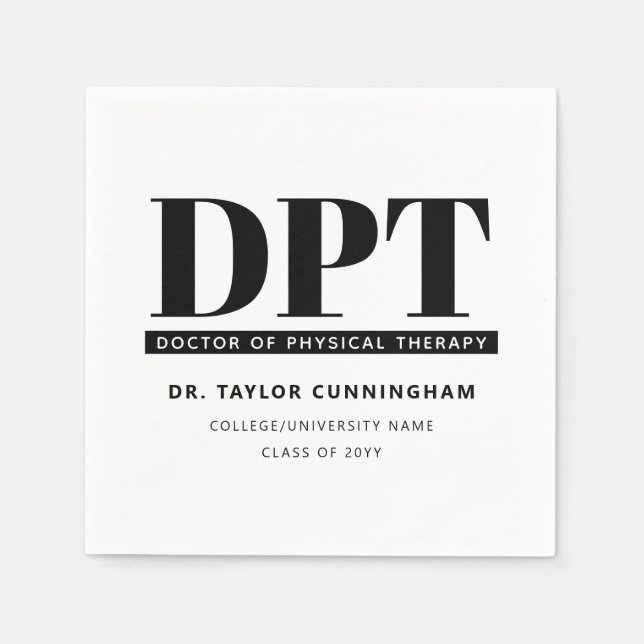 Personalized Modern DPT Doctor of Physical Therapy Napkins (Front)