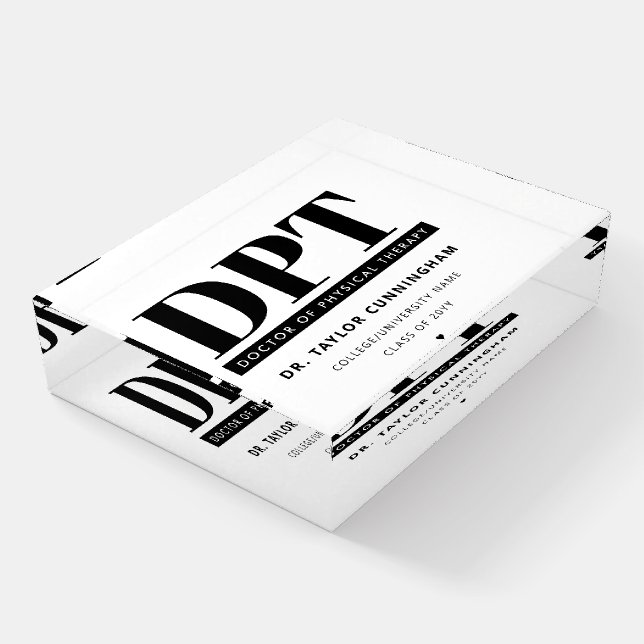 Personalized Modern DPT Doctor of Physical Therapy Paperweight (Angled)