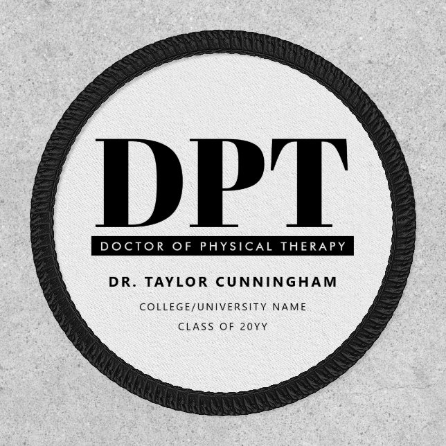 Personalized Modern DPT Doctor of Physical Therapy Patch (Front)