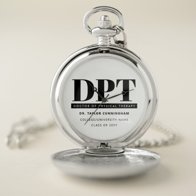 Personalized Modern DPT Doctor of Physical Therapy Pocket Watch (Inside)