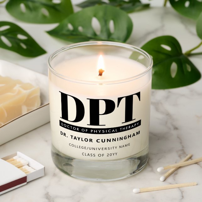 Personalized Modern DPT Doctor of Physical Therapy Scented Candle (Lit)