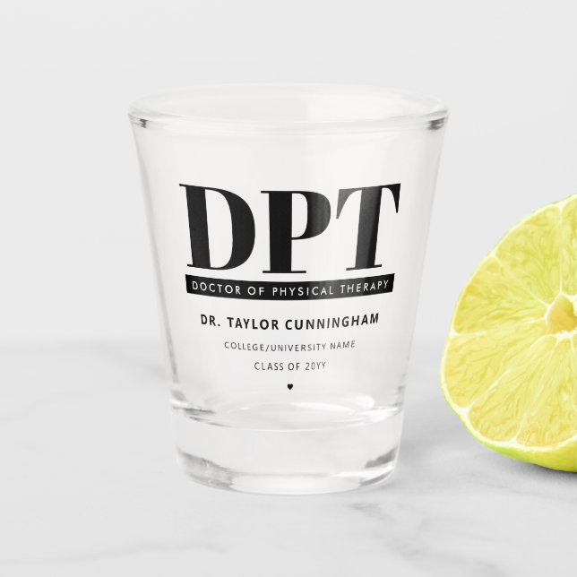 Personalized Modern DPT Doctor of Physical Therapy Shot Glass (Front)