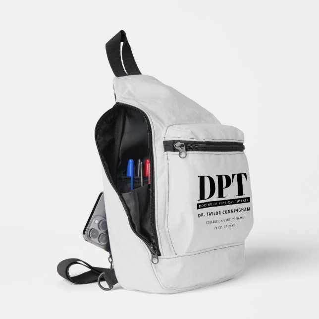 Personalized Modern DPT Doctor of Physical Therapy Sling Bag (Open)
