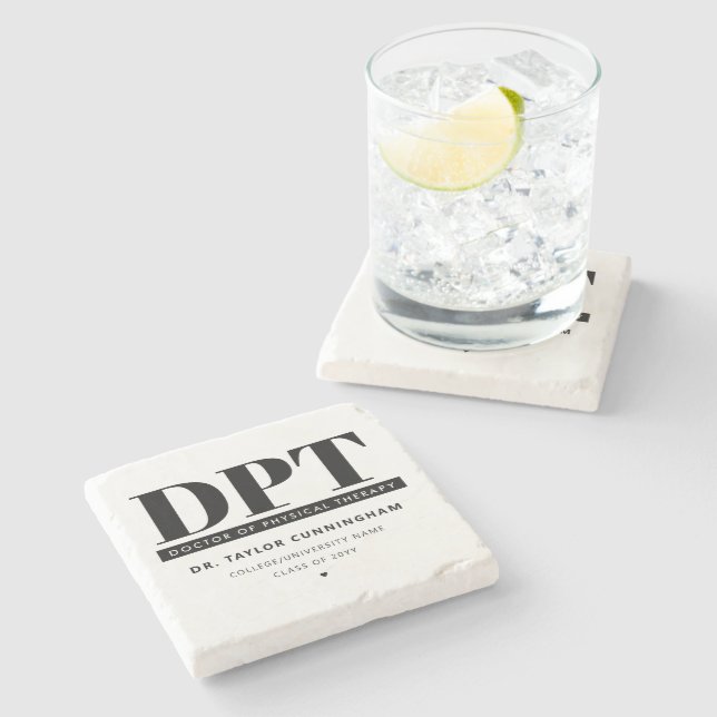 Personalized Modern DPT Doctor of Physical Therapy Stone Coaster (Side)
