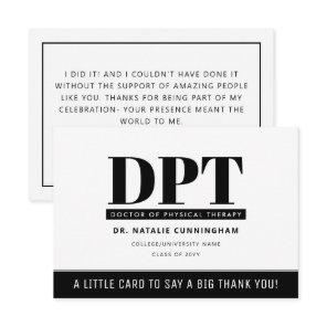 Personalized Modern DPT Doctor of Physical Therapy Thank You Card