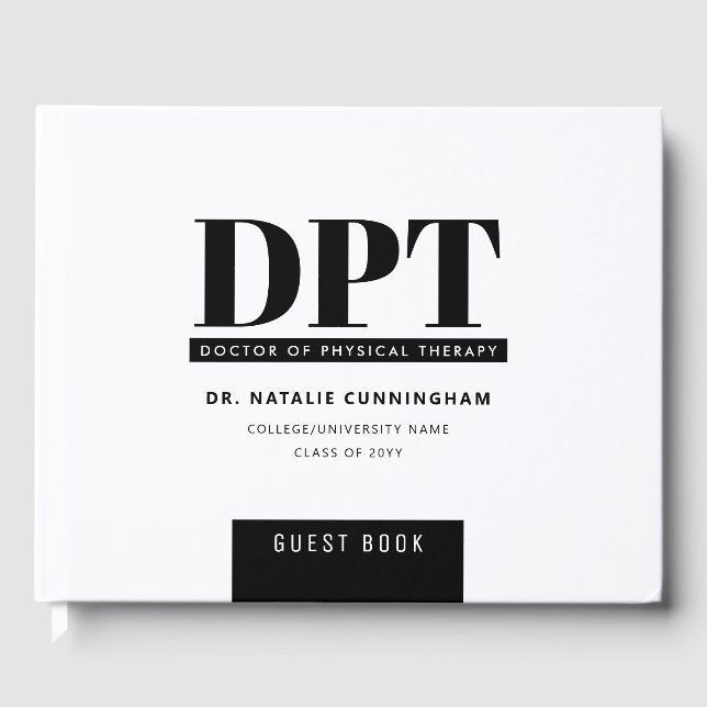 Personalized Modern DPT Graduation Party Guest Book (Front)