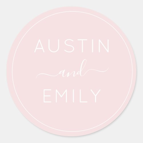 Personalized Modern Dusty Rose Wedding Classic Round Sticker