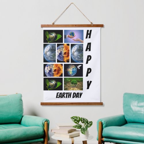 Personalized Modern Earth Day 9  Photo Collage  Hanging Tapestry